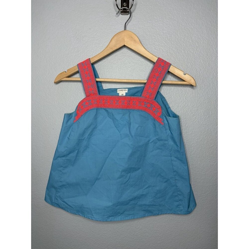 NWT Crewcuts Embroidered Sleeveless Shirt Girls Summer 100% Cotton Top Size 10